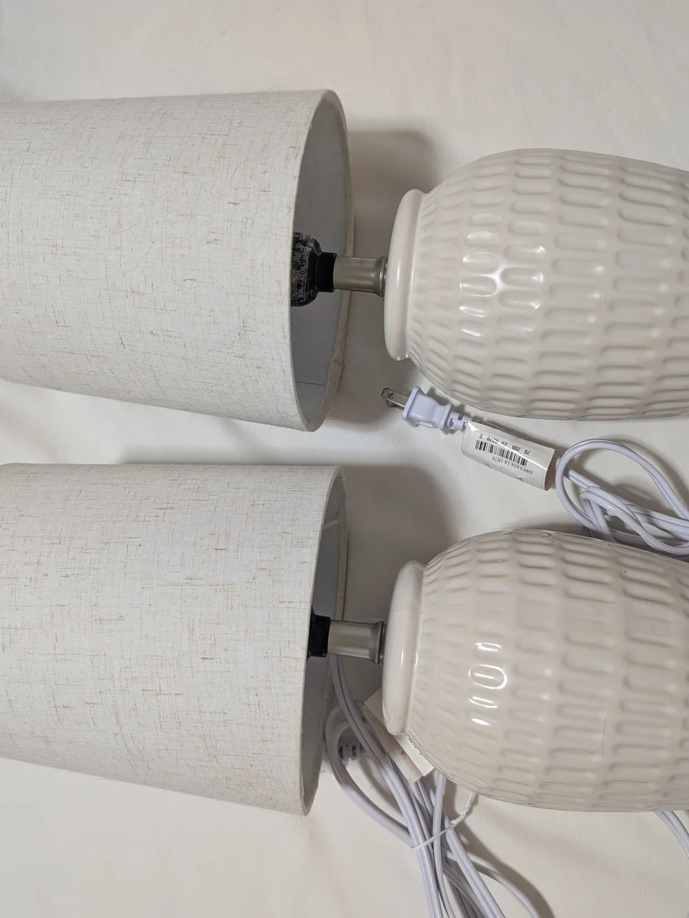 Threshold Cream Glazed Ceramic Table Lamp Pair with Fabric Shades
